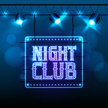 Neon işareti. Disko parti gece kulübü