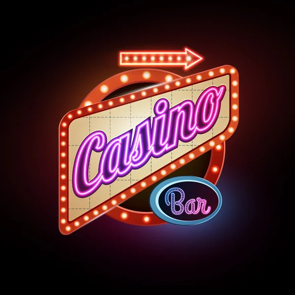 Neon sign. Casino — Stock Vector