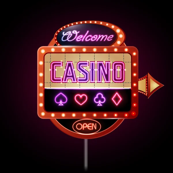 Insegna al neon. Casino — Vettoriale Stock
