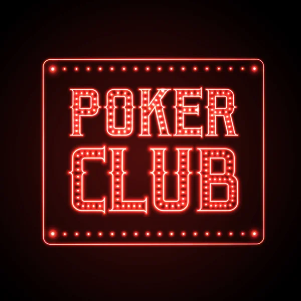 Insegna al neon. Club di poker — Vettoriale Stock