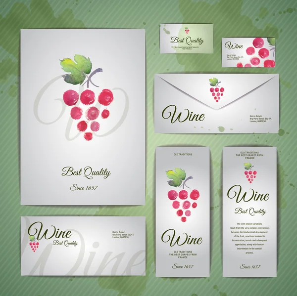 Design de conceito de uvas ou vinho. Identidade corporativa — Vetor de Stock