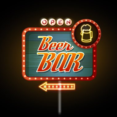 Neon işareti. Bira bar