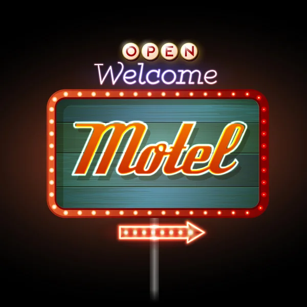Neon segno motel — Vettoriale Stock