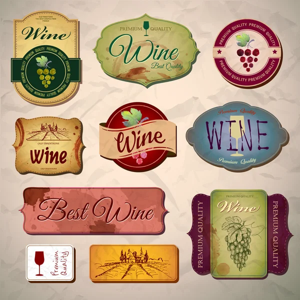 Set wijnwijnootiketten — Stockvector