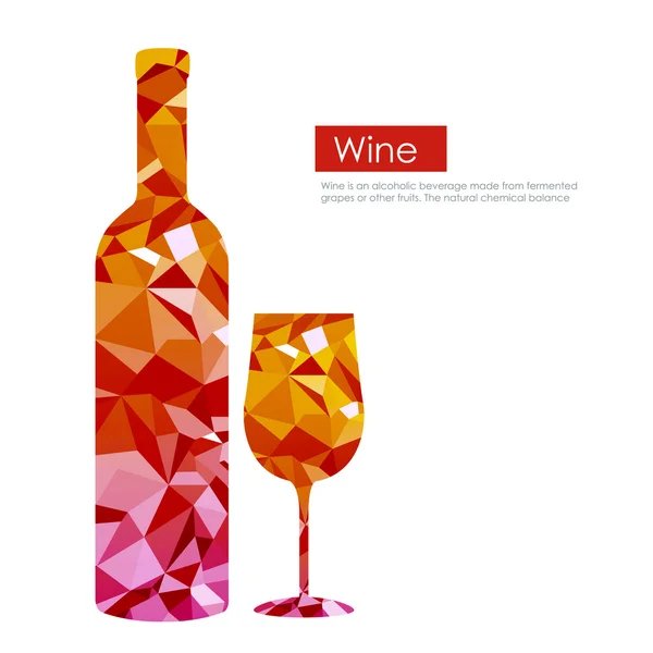 Botella de vino triángulo y vidrio — Vector de stock