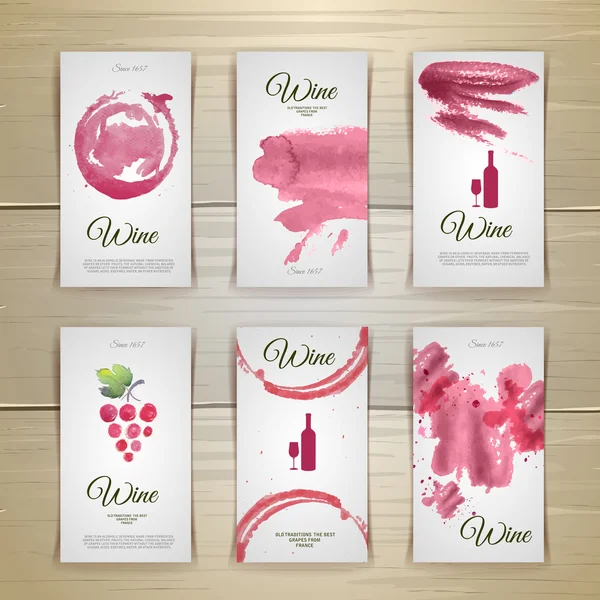 Sanat şarap kartları ve etiket tasarım — Stok Vektör