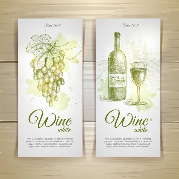 Conjunto de etiquetas de vino. Esbozo de uvas — Vector de stock