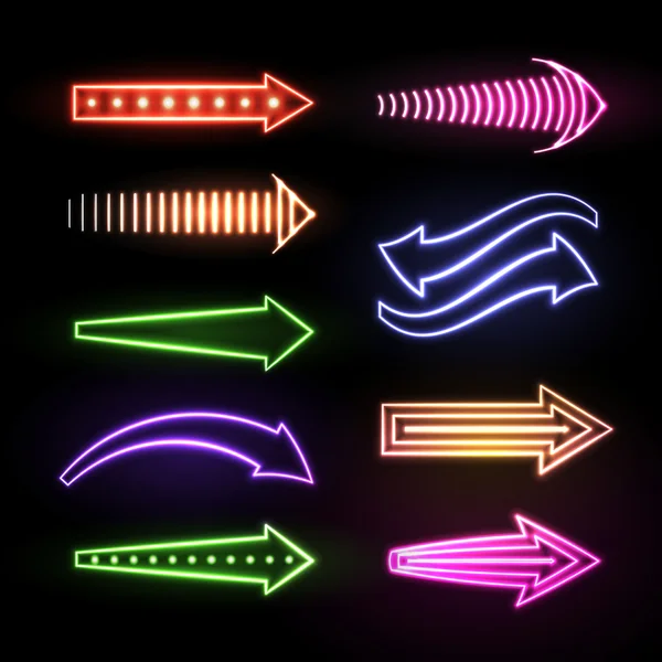 Neon nyilak — Stock Vector