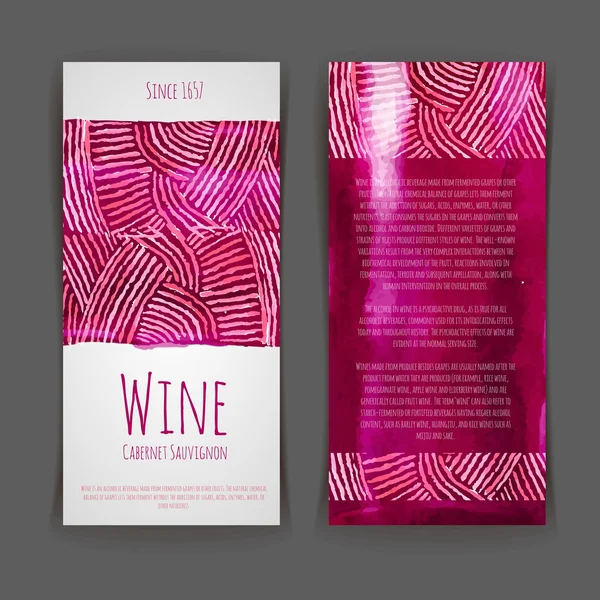 Conjunto de etiquetas de vino. Fondo de acuarela artística — Vector de stock