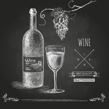 Tebeşir çizim şarap arka plan el çekilmiş