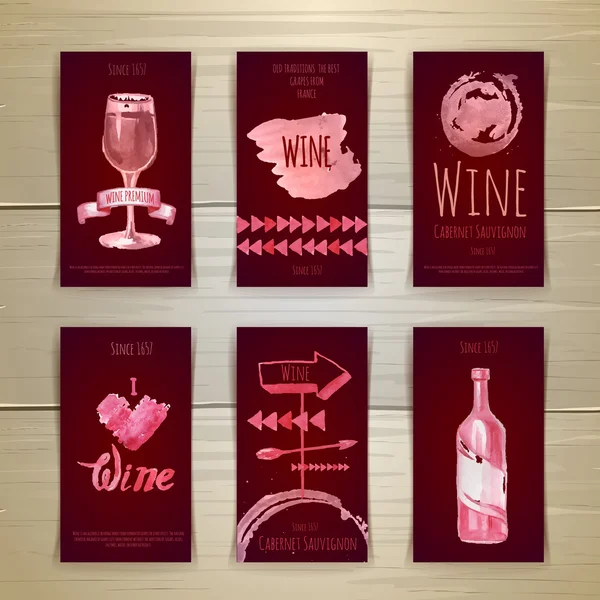 Conjunto de tarjetas de vino de arte y diseño de etiquetas — Vector de stock