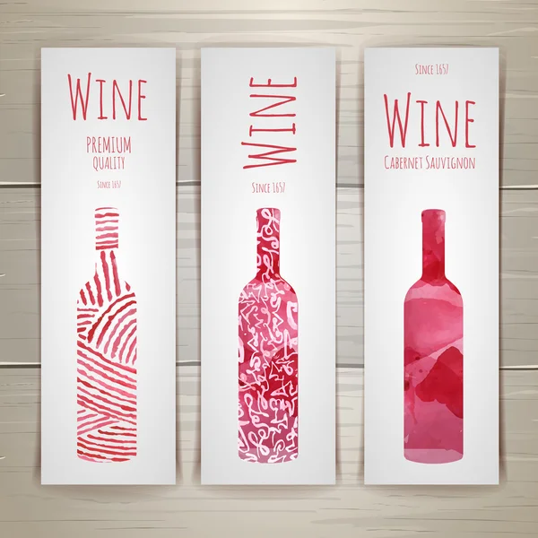 Conjunto de arte diseño de banderas y etiquetas de vino — Vector de stock