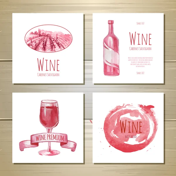 Conjunto de arte diseño de banderas y etiquetas de vino — Vector de stock