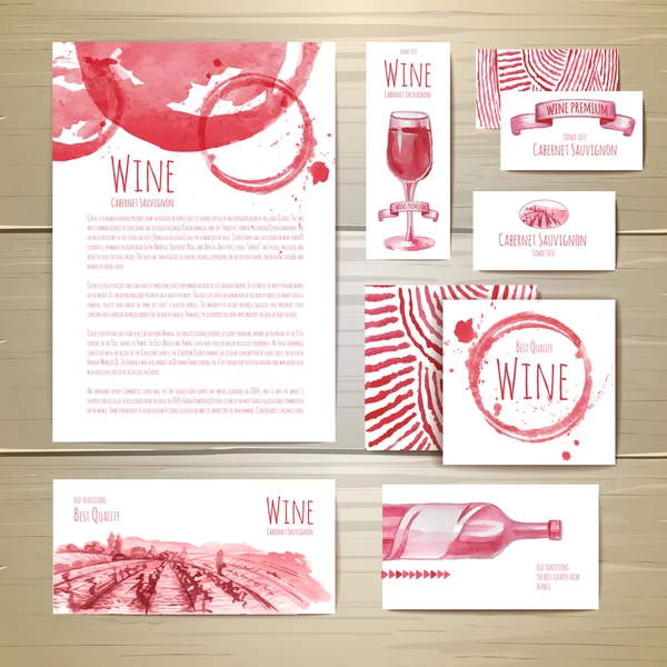 Diseño de concepto de vino acuarela. Identidad corporativa — Vector de stock