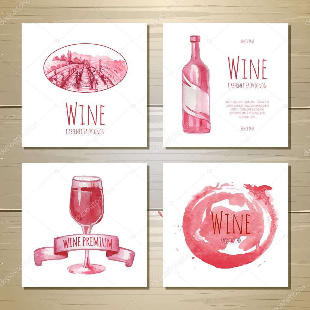 Set of art wine banners and labels design
