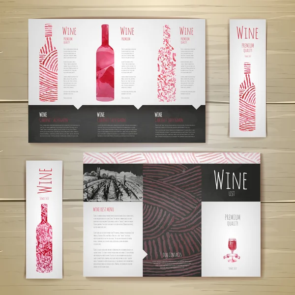 Acquerello Wine concept design. Identita 'aziendale. Modello di documento — Vettoriale Stock