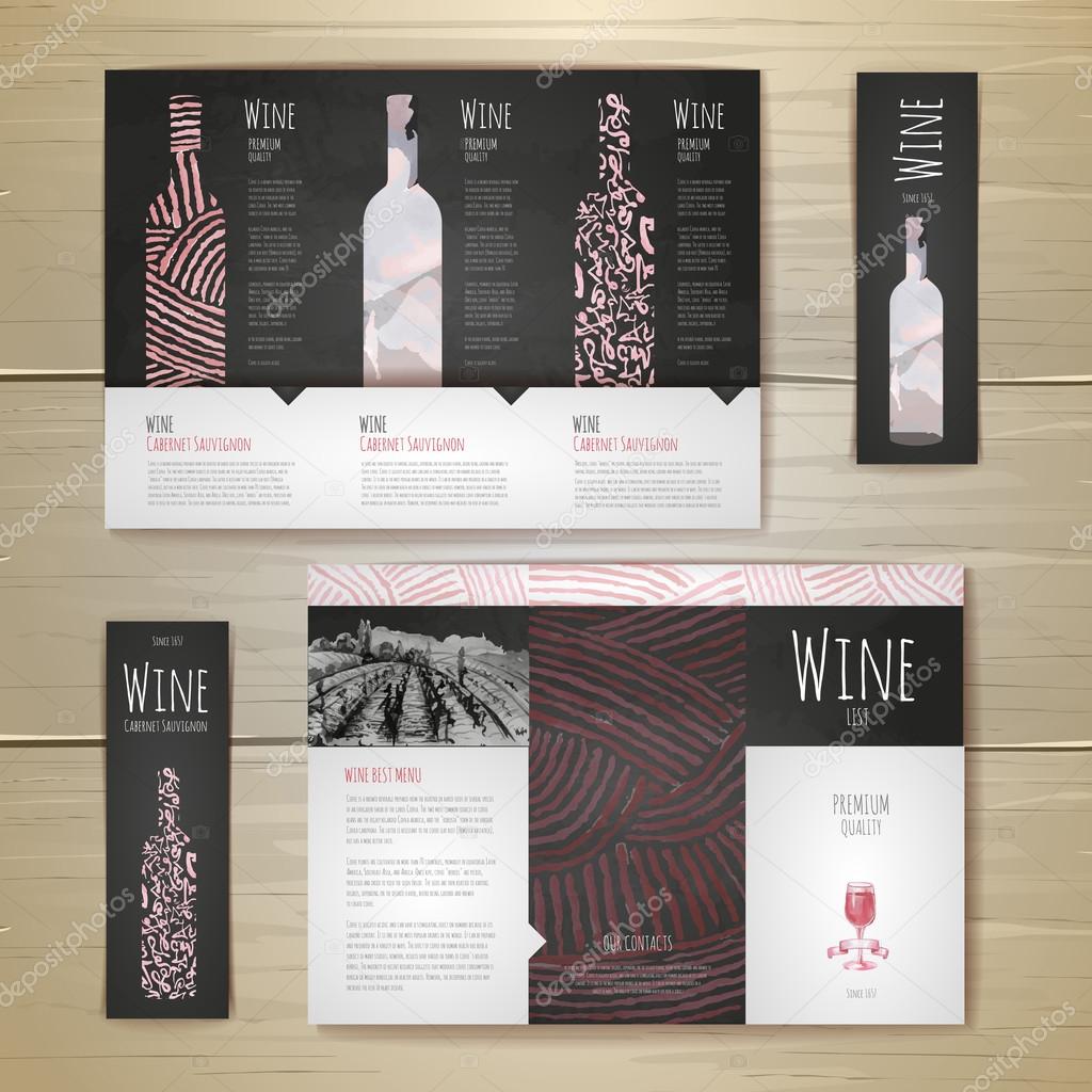 Watercolor Wine concept design. Corporate identity. Document temlate