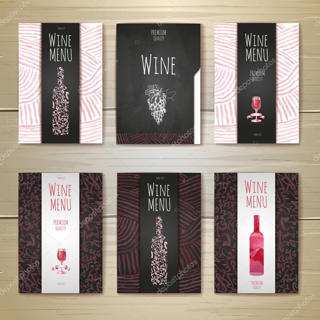 Watercolor Wine concept design. Corporate identity. Document template