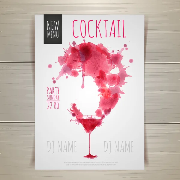 Watercolor cocktail poster — Stock Vector