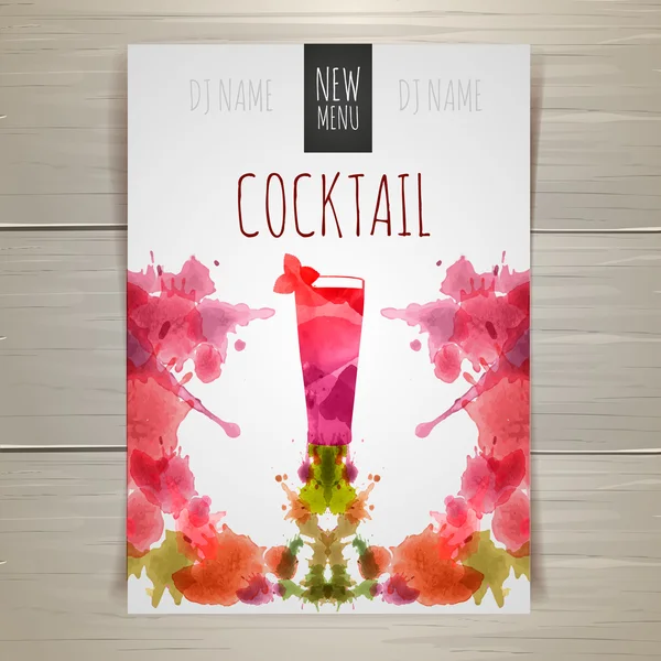 Watercolor cocktail poster — Stock Vector