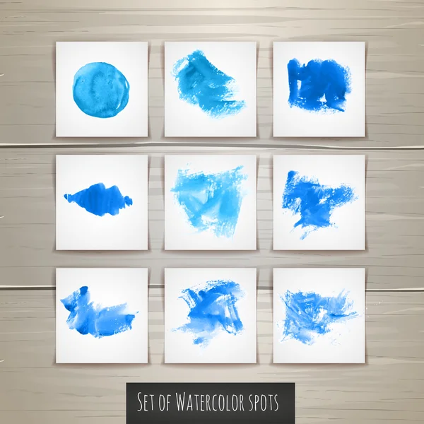 Set of Bright blue watercolor brush strokes — Stock Vector