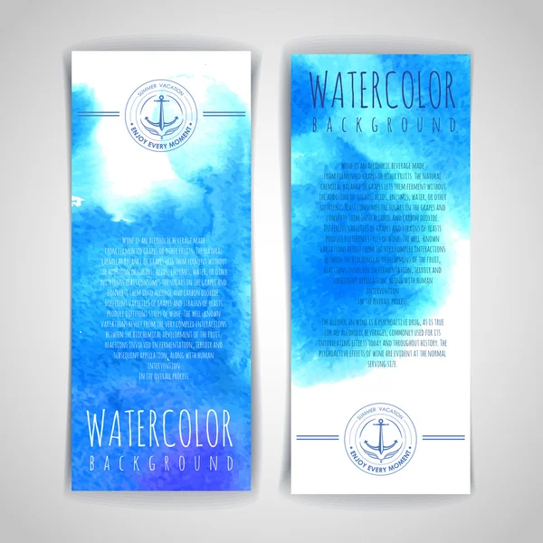 Set of blue artistic watercolor backgrounds. Document template — 图库矢量图片