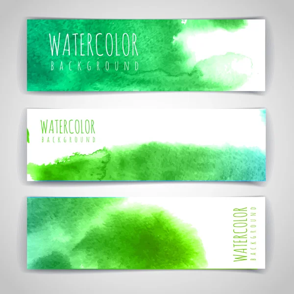 Conjunto de fundos aquarela artística verde. Modelo de documento — Vetor de Stock