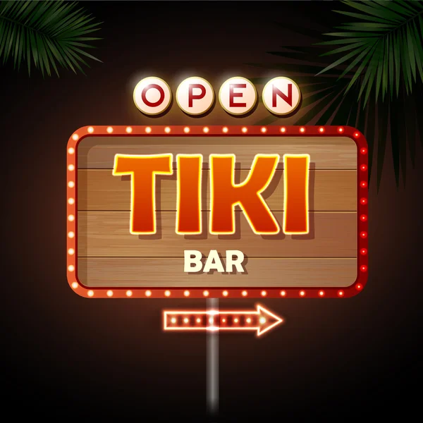 霓虹招牌。Tiki 酒吧 — 图库矢量图片