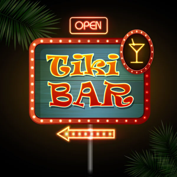 Signo de neón. Bar Tiki — Archivo Imágenes Vectoriales