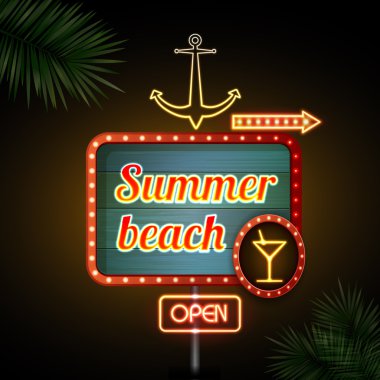 Neon işareti. Yaz plaj