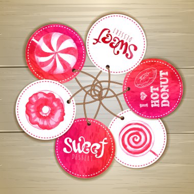 Tatlı veya tatlı çıkartmaları kümesi