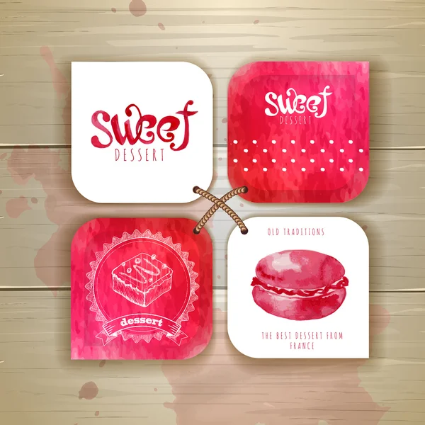 Set of sweet or dessert stickers — Stock Vector