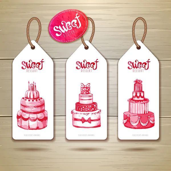 Ensemble de bannières pour gâteaux ou desserts. conception d'étiquettes — Image vectorielle