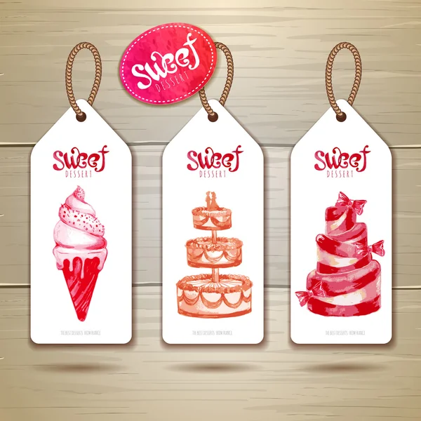 Set of art cake or dessert banners.  labels design — Stock Vector