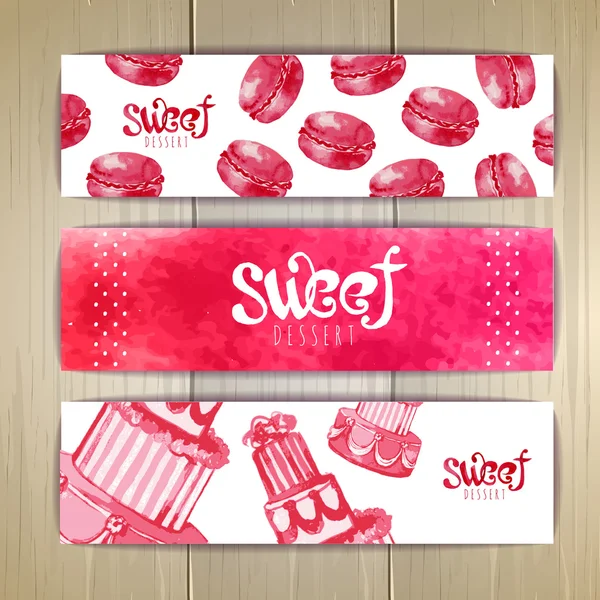 Conjunto de banners doces ou de sobremesa —  Vetores de Stock