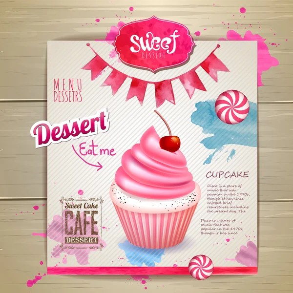 Vintage Cupcake Poster Design — Stockvektor