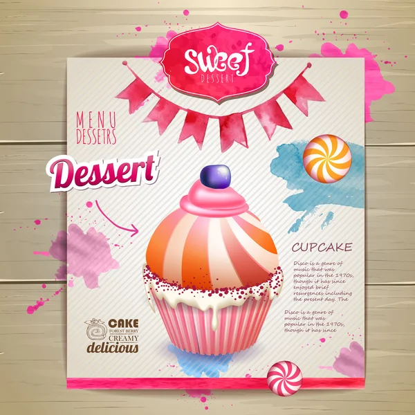 Vintage Cupcake Poster Design — Stockvektor