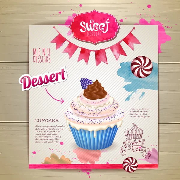 Vintage Cupcake Poster Design — Stockvektor