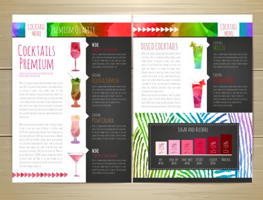 Suluboya kokteyl konsept tasarımı. Kurumsal kimlik. Belge şablonu