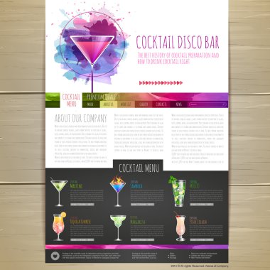 Suluboya kokteyl konsept tasarımı. Kurumsal kimlik. Web sitesi tasarımı