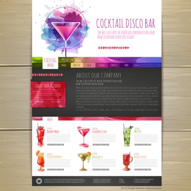 Suluboya kokteyl konsept tasarımı. Kurumsal kimlik. Web sitesi tasarımı