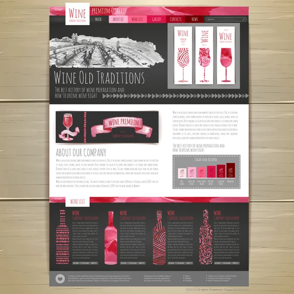 Acquerello Wine concept design. Identita 'aziendale. Progettazione del sito mer — Vettoriale Stock