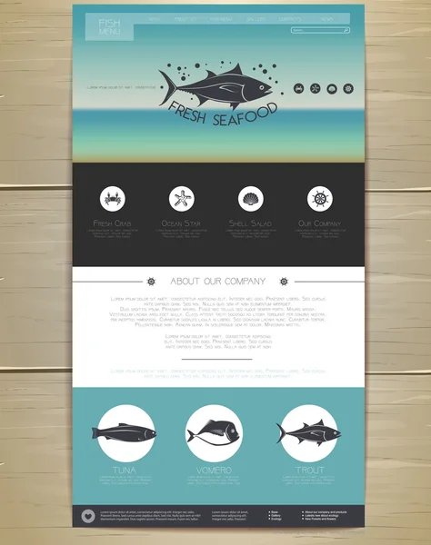 Concepto de mariscos Diseño del sitio web. Identidad corporativa . — Archivo Imágenes Vectoriales