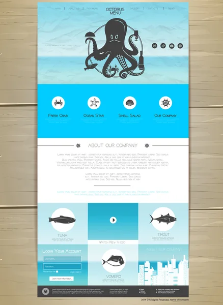 Seafood concept Web site design. Corporate identity. — Stock Vector