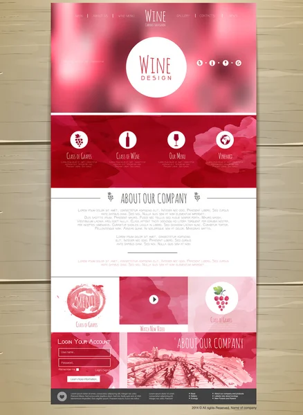 Wine concept design del sito web. Identità aziendale — Vettoriale Stock