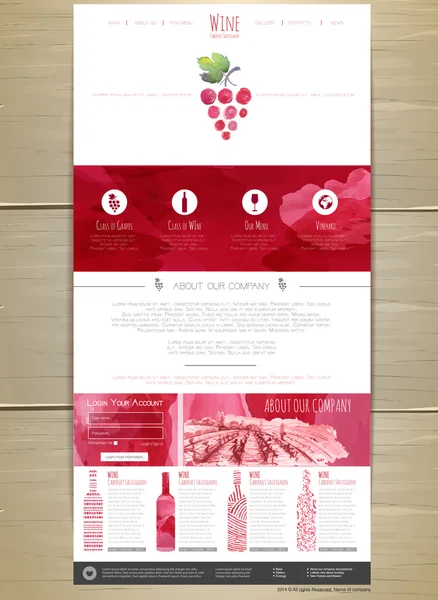 Wine concept web site design. Corporate identity — Stock Vector