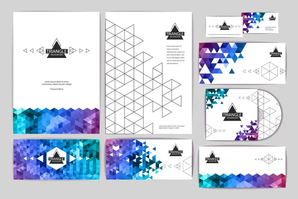 Dokumentvorlage mit dreieckigem geometrischen abstrakten Hintergrund — Stockvektor