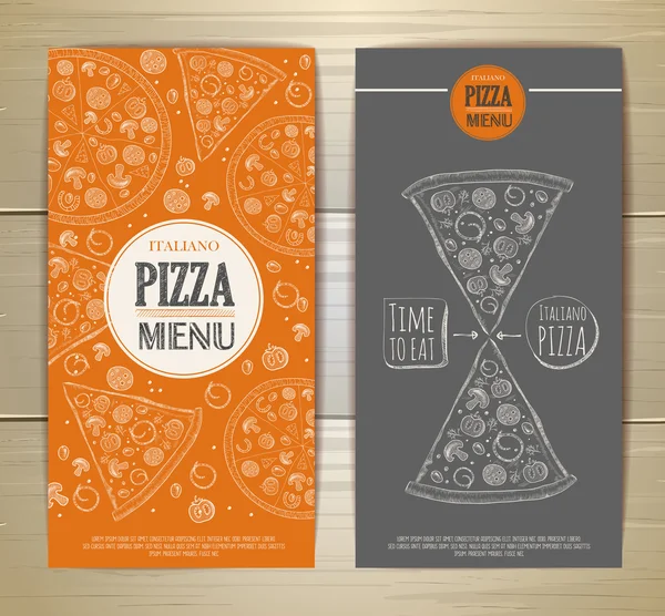 Uppsättning banners med pizza. skiss illustration — Stock vektor
