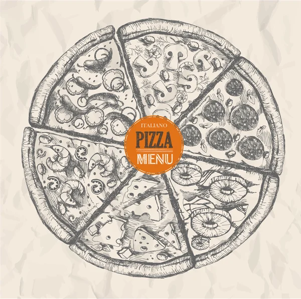 Pizza esboço fundo —  Vetores de Stock