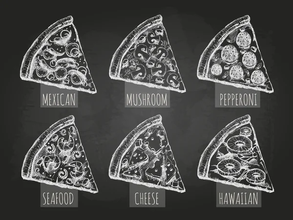 Gesso disegno pizza — Vettoriale Stock